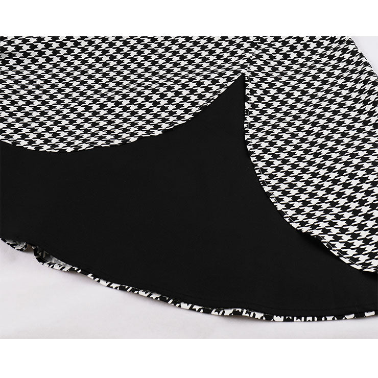 1950s-Vintage-Houndstooth-Sweetheart-and-Bowknot-Bodice-Straps-Summer-Party-Swing-Dress-Skirt-View