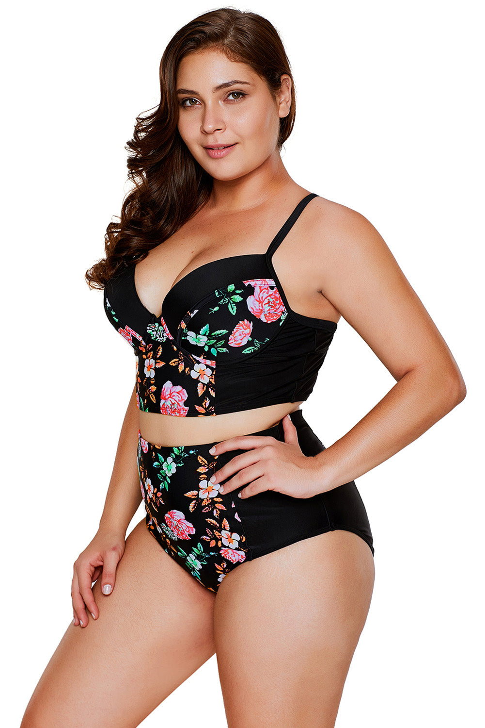 Delicate-Floral-Push-Up-High-waisted-bikini-side-view